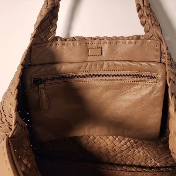 FALOR ITALY Hand Woven Genuine Leather Large Soft Tote Satchel Handbag F2217 - Picture 13 of 16